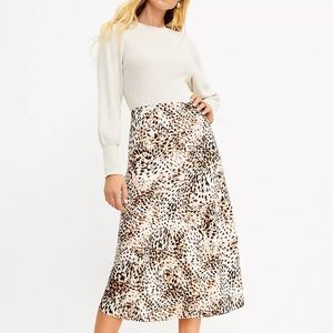 LOFT Animal Print Bias Midi Skirt size XL